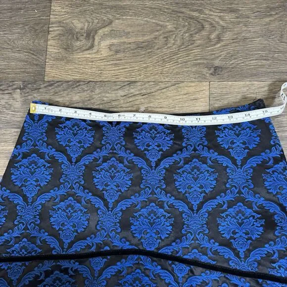 Shrine Of Hollywood Tapestry Vintage Goth Black Blue Maxi Skirt Sz S Long